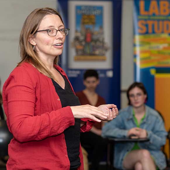 Professor Penny Lewis teaching at CUNY School of Labor and Urban Studies.